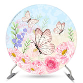 Lofaris Spring Pink Butterfly Themed Round Party Backdrop Kit